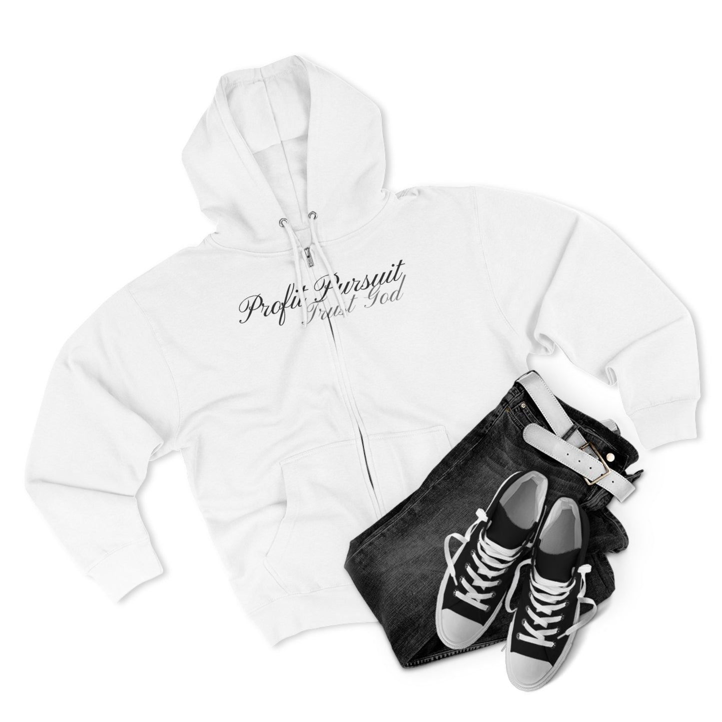 In God we trust Profit Pursuit zip up fleece